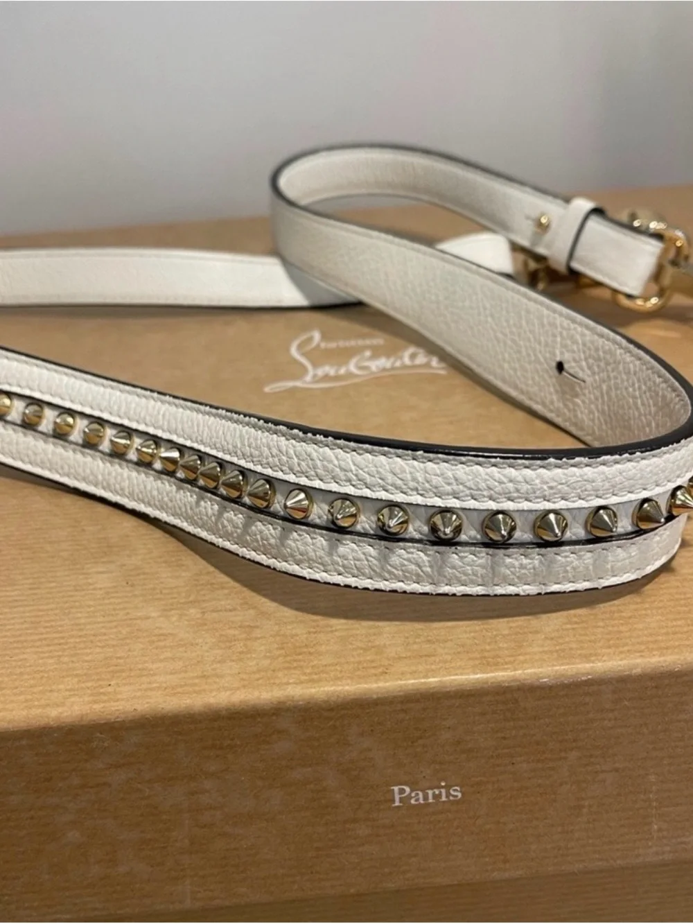 Christian Louboutin White Leather Studded Satchel